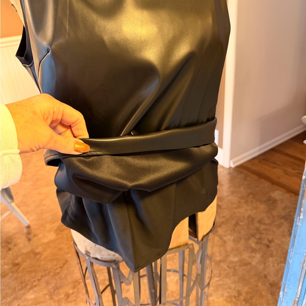 Elegant Black Faux Leather Tank Top - Picture 8 of 8